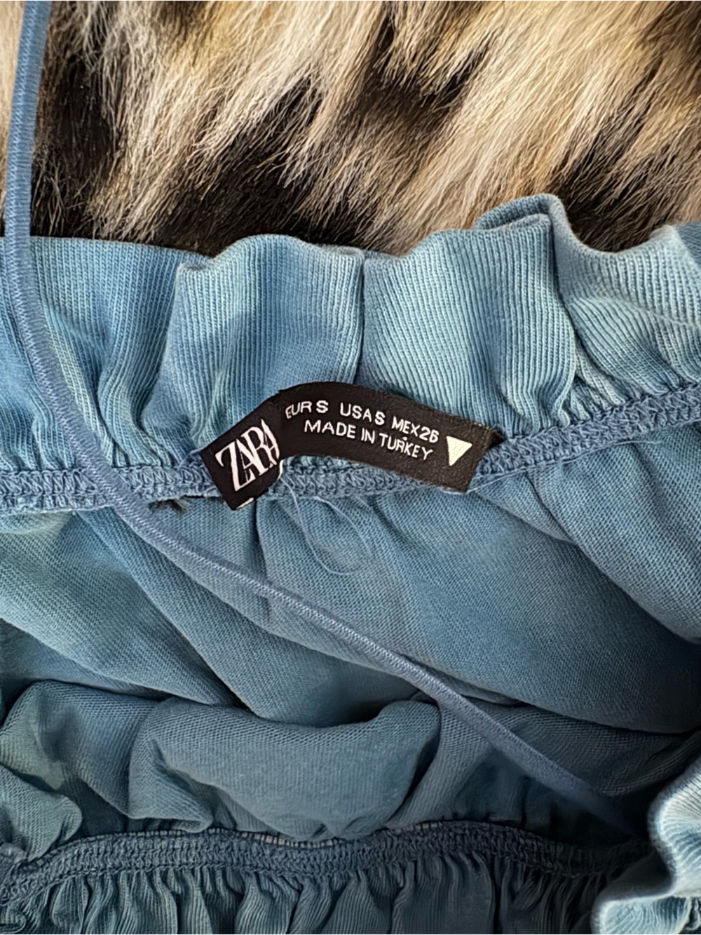 Blue Ruffled Cropped Cami Top - Picture 2 of 2